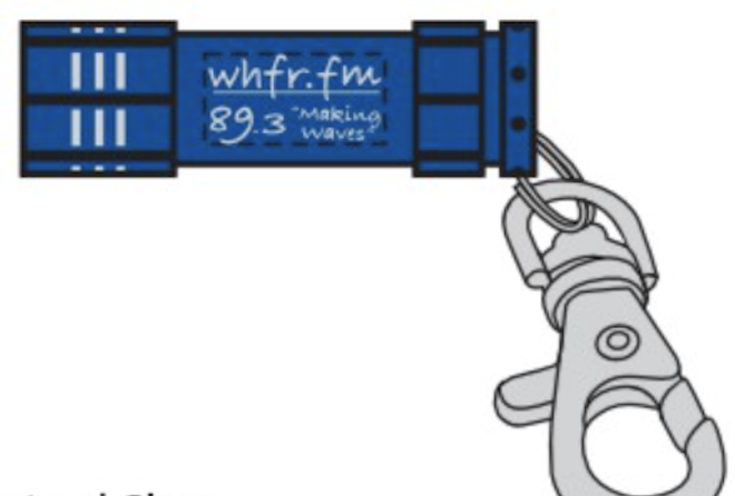 Drawing of a miniature flashlight with a WHFR logo